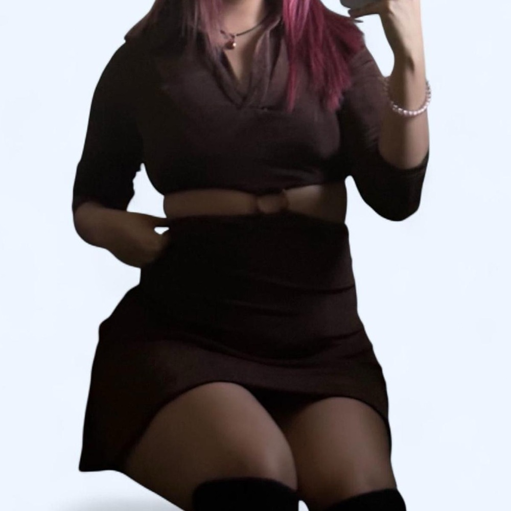 Peppermayo Chocolate Long Sleeve Cut-Out Dress